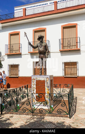 Statue de verdiales style folklore musicien, dans la ville d'Almogia, Andalousie, espagne. Banque D'Images