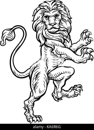 Lion debout rampant sur les pattes arrière Illustration de Vecteur
