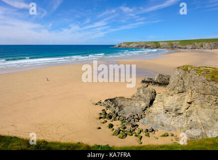 Plage, baie de holywell holywell, près de Newquay, Cornwall, Angleterre, Grande-Bretagne Banque D'Images