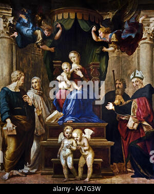 Raffael - Madonna del Baldacchino - Madonna de l'auvent 1507, Raffaello Santi Raffaello de Urbino, Rafael Sanzio de Urbino, Raffael 1483 - 1520 Le Palais Pitti le Palais Pitti - Florence Italie 1458 Banque D'Images