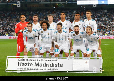 Groupe de l'équipe du real madrid (real), le 20 septembre 2017 - football : "la Liga espagnole Santander' match entre le real madrid cf 0-1 Real Betis au Santiago Bernabeu à Madrid, Espagne. (Photo de mutsu kawamori/aflo) [3604] Banque D'Images