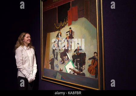 Londres, Royaume-Uni. 26 Sep, 2017. Vente Bonhams Art écossais photo a eu lieu à New Bond Street avant la vente à Edimbourg le 11 octobre 2017. Faits saillants : Yehudi Menuhin à l'Caird Hallby Alberto Maroc(British, 1917-1998) £7 000-£10 000 Crédit : Keith Larby/Alamy Live News Banque D'Images