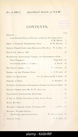 La gazette de l'agriculture de la Nouvelle Galles du Sud BHL3902626 Banque D'Images