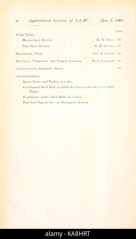 La gazette de l'agriculture de la Nouvelle Galles du Sud BHL3902627 Banque D'Images