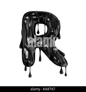 Slime dégoulinant noir halloween lettre capitale r Banque D'Images