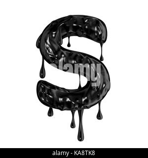 Slime dégoulinant noir halloween lettre majuscule s Banque D'Images