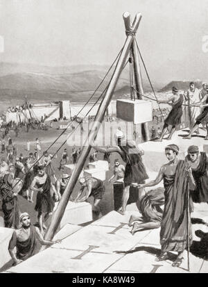 Les Athéniens la reconstruction de leur ville sous la direction de themistocles après l'invasion perse de la Grèce, c.479 bc. themistocles, ch. 524-459 av. général et homme politique athénien. de Hutchinson's histoire de l'ONU, publié en 1915. Banque D'Images