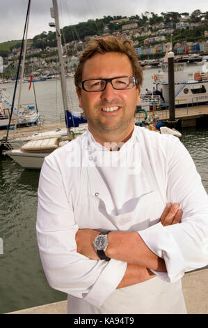 Cuisinier/restaurateur mitch tonks de l'hippocampe restaurant, Dartmouth, Devon, UK Banque D'Images