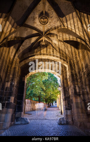 La Slovaquie, Bratislava, intérieur de sigismund gate du château de Bratislava à la tombée de la voûte gothique du 15ème siècle, Banque D'Images