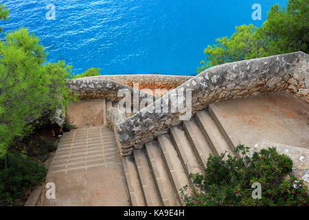 Un escalier par la mer, Mallorca, cala romantica Banque D'Images