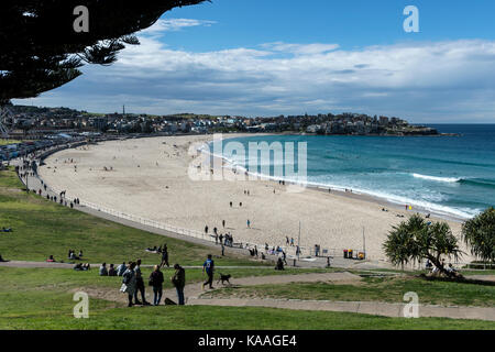 La plage de Bondi moins bondé pendant les mois d'hiver, près de Sydney en Nouvelle-Galles du Sud, Australie Banque D'Images