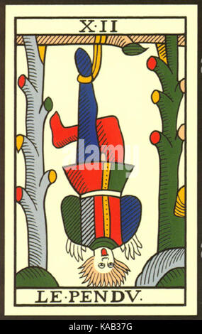 Tarot de Marseille Jean Noblet Trump 12 Banque D'Images