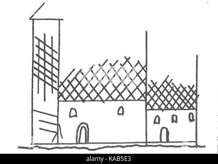 Vieille église de Sakshaug Esquisse médiévale Banque D'Images