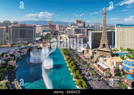 Vue aérienne de la Strip de Las Vegas à sunny day Banque D'Images