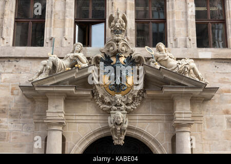 Détail de porte, Altes Rathaus, Nuremberg, Allemagne Banque D'Images
