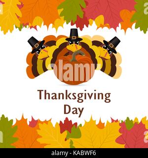 L'action de grâce, la bannière avec les feuilles d'automne Illustration de Vecteur