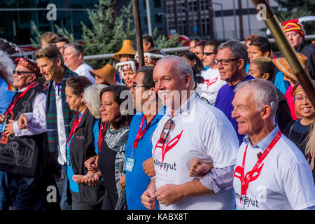 Le Premier Ministre de la Colombie-Britannique, John Horgan à la Marche pour la réconciliation, Vancouver, Colombie-Britannique, Canada. Banque D'Images