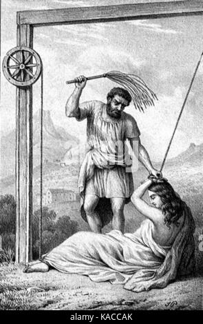 Cette illustration représente Santa Divota, martyr chrétien et saint patron de Monaco. L'œuvre est tirée du livre de Galletti, mettant en valeur la signification religieuse du saint. Banque D'Images