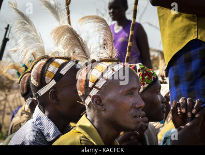 Dassanech fier Ox célébration, Salheng,Comté de Turkana, Omorate, Ethiopie Banque D'Images