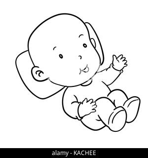 Dessin à la main un sourire heureux bébés prendre mentir. hand drawn cartoon vector illustration. Illustration de Vecteur