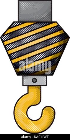 Crochet de grue à plat dans l'icône de crayon de couleur d'ossature Illustration de Vecteur