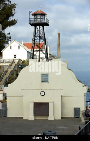 L'île d'Alcatraz, Phare et maison du gardien Banque D'Images