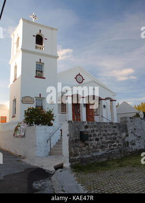 Vues assorties de Saint Georges, les Bermudes avec c'est bien connu des structures et pastel de célèbres églises. Banque D'Images