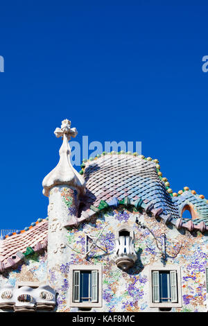 Le toit de la casa Batllo à Barcelone, Catalogne, espagne. Banque D'Images