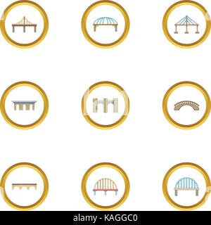 Différents ponts icons set, cartoon style Illustration de Vecteur