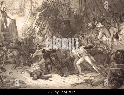 Nelson & embarquement capturer le San Josef, Bataille du cap St Vincent 1797 Banque D'Images