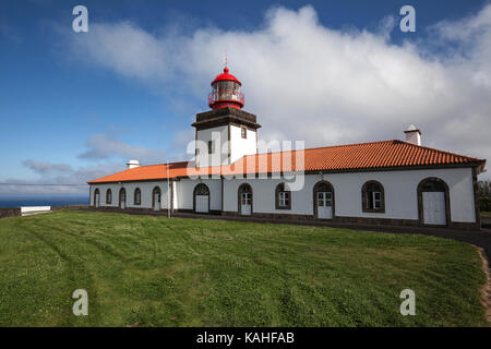 Leuchtturm à lajes das Flores, l'île de Flores, Açores, Portugal Banque D'Images