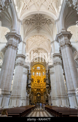 Nef principale, Capilla Mayor, Cathédrale Catedral Santa Maria de la Encarnacion, Grenade, Andalousie, Espagne Banque D'Images