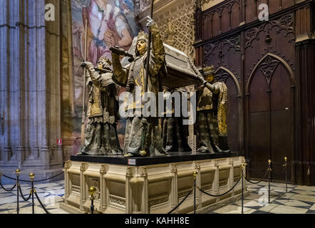 Tombe de Christophe Colomb, Cristoforo Colombo, Cristóbal Colón, Cathédrale de Santa María de la Sede Banque D'Images