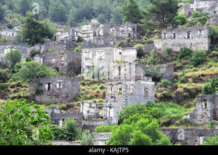 Village fantôme de Kayakoy, Mugla, Turquie Banque D'Images