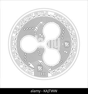 Ondulation monnaie crypto symbole noir et blanc Illustration de Vecteur