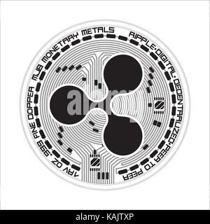 Ondulation monnaie crypto symbole noir et blanc Illustration de Vecteur