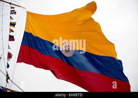 A.R.C. Le Gloria, le navire de formation et le navire amiral de la marine colombienne, au cours d'une escale au port de San Diego, Californie, USA Banque D'Images