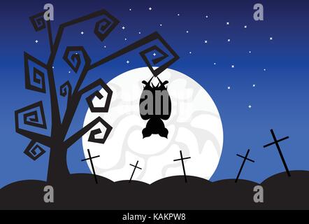 Monstres silhouette dans moonlight shadows scary halloween trick or treat bannière de concept Illustration de Vecteur