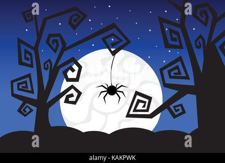 Monstres silhouette dans moonlight shadows scary halloween trick or treat bannière de concept Illustration de Vecteur