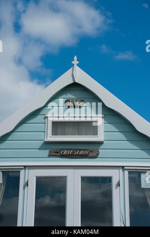 Cabines de plage sur Hengistbury Head, dorset, uk Banque D'Images