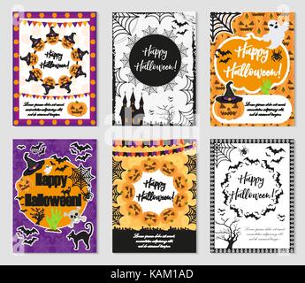 Ensemble d'affiches à la mode halloween.happy Halloween collection de modèles pour votre conception de l'invitation, carte de voeux, flyer. vector illustration. Illustration de Vecteur