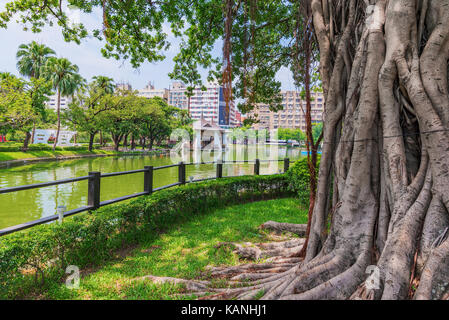 Paysage avec lac à Taichung park Banque D'Images