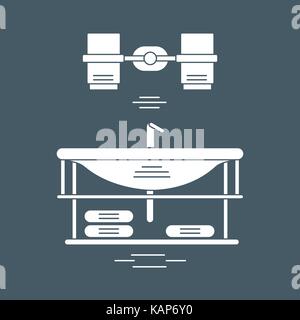 Cute vector illustration avec salle d'éléments. Salle de bains design intérieur. design pour poster ou imprimer. Illustration de Vecteur