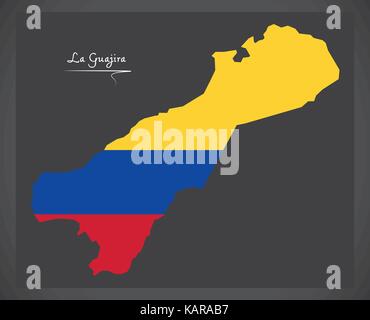La Guajira carte de la Colombie avec l'illustration du drapeau national colombien Illustration de Vecteur