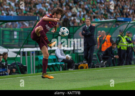 Lisbonne, Portugal. Sep 27, 2017 Le milieu de terrain de Barcelone. à partir de l'Espagne sergi roberto (20) au cours du jeu de la 2ème manche de la Ligue des champions du groupe d, sporting cp v FC Barcelone © alexandre de Sousa/Alamy live news Banque D'Images