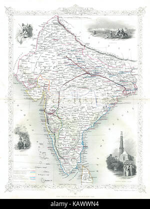 Carte illustrée de l'Inde britannique au xixe siècle Banque D'Images