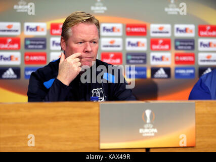 Gestionnaire d'Everton Ronald Koeman lors de la conférence de presse finch ferme, Liverpool. Banque D'Images