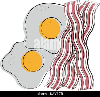Deux œufs au plat et du bacon de droit liés à l'alimentation Illustration de Vecteur