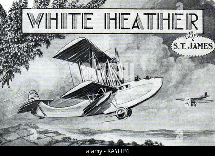 Une histoire de l'illustration d'en-tête garçons propre Rapport annuel 1932-1933 montrant un bi-plane et un avion à ailes deux classiques Banque D'Images