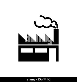 L'icône d'un bâtiment industriel, usine symbole iconique sur fond blanc. Vector design iconique. Illustration de Vecteur